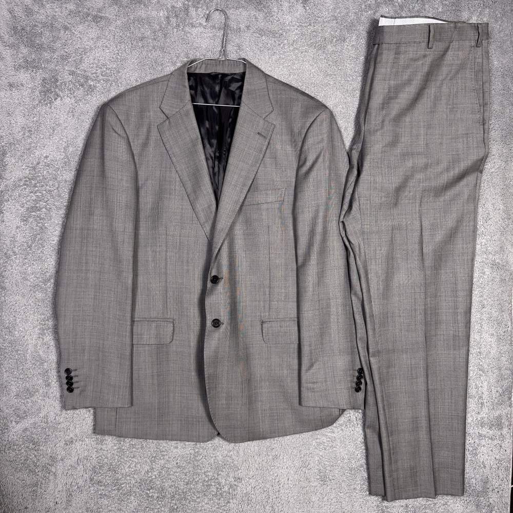 Barocci Reda Suit Mens 44R Super 130s Wool Windowpane Jacket Pants Set 2 Piece